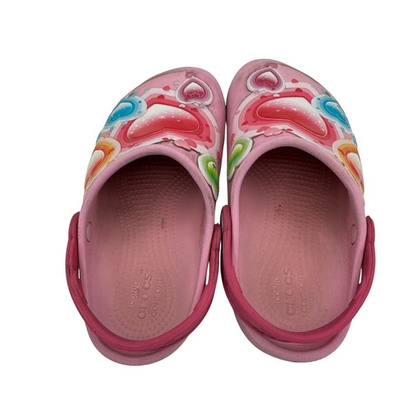 Girls Crocs Heart Design Slip-On Clogs With Strap Pink Size 12 Light Up - Picture 5 of 7